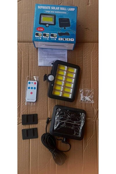 borayris Uzaktan Kumandalı Paneli Ayrılabilir 120 COB LED 3 Fonksiyonlu Solar Bahçe Duvar Lambası Hareket Sensörlü Dış Mekan Aydınlatma