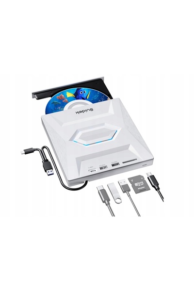 NO BRAND Unitate externă CD DVD pentru laptop, 5 în 1 SUIDEK Alb