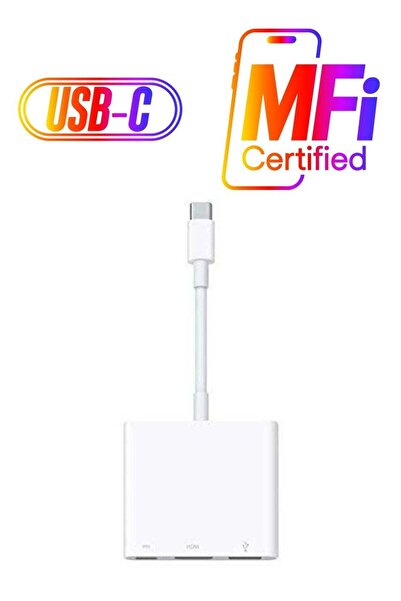 APPLE TREE محول أبل USB-C الرقمي متعدد المنافذ باللون الأبيض