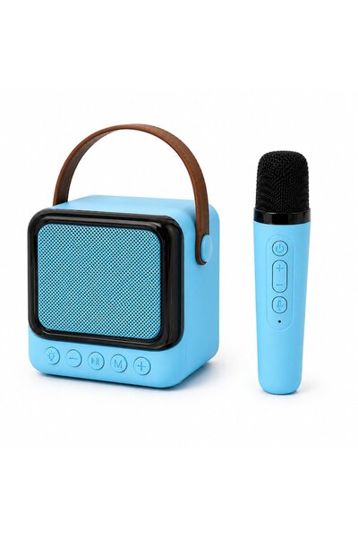 Teno Boxă portabilă de karaoke cu microfon wireless și lumini RGB, albastru d...