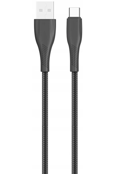 NO BRAND Cablu USB-A la USB-C Korgy ACB20 2m Negru, împletitură de nailon