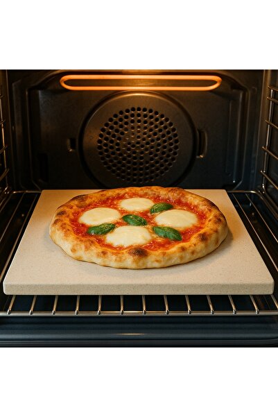 NO BRAND Ruhhy 38×36 cm piatră de pizza cu lopată de bambus 2 în 1 cordierit