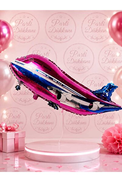 Parti Dükkanı Fuchsia Airplane Shaped Foil Balloon 18 Inch Helium Compatible ...