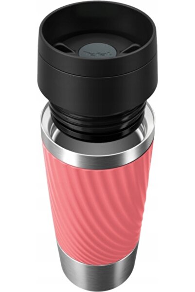 NO BRAND Cană termică clasică cu design răsucit 0.36L, husă de silicon roz