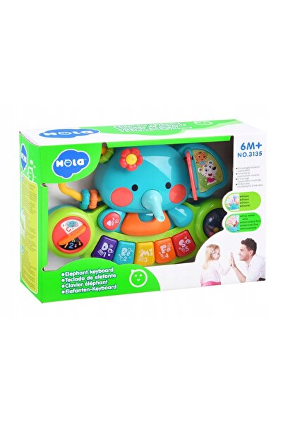 NO BRAND Jucărie elefant muzical cu pian, colorat, ZA3008