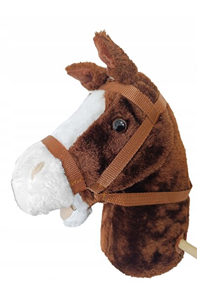 NO BRAND Cal de pluș cu cap moale, pe băț, 93 cm, cu sunete de galop.
