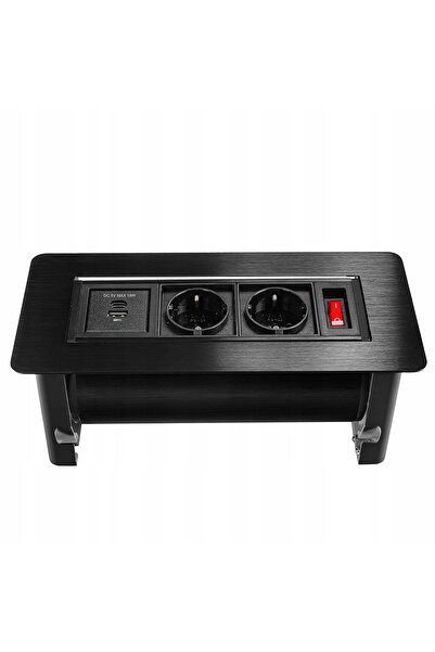 Spacetronik Priză de mobilier/încorporabilă rotativă pentru blat, 2x Schuko +...