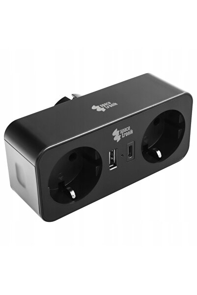 Spacetronik Splitter cu 2 porturi, încărcător USB, indicator LED