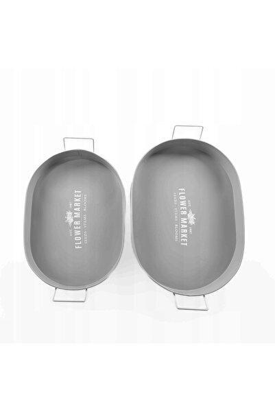 Progarden SET DE PLATURI DE SERVIRE OVALE DIN METAL GRI, 2 buc.