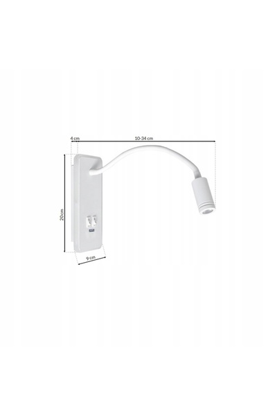 Milagro Aplică de perete cu bază reglabilă, albă, cu încărcător USB 8W+2W, pe...