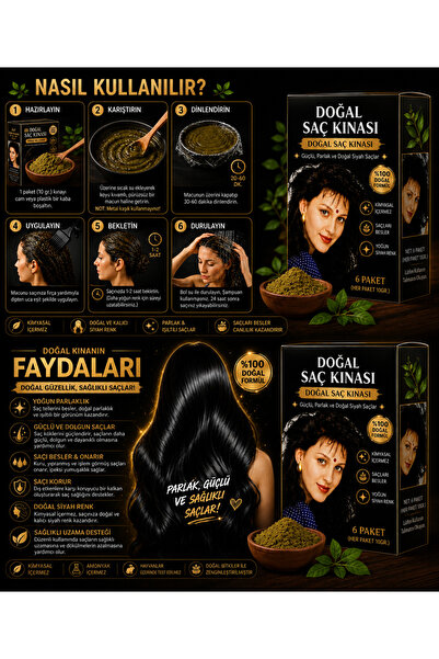 Eagles Eagle’s Black Henna Siyah Saç Kınası 6x10 gr | Hint Kınası | Doğal Gör...