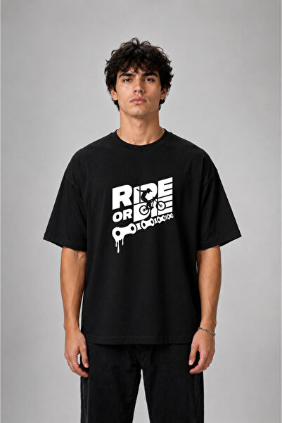 cesita Ride Motorcycle Printed Cotton Black T-Shirt T-Shirt