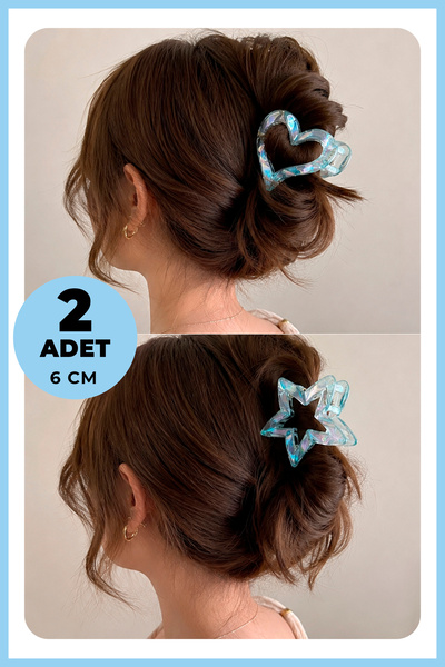 GXMPRO Set of 2 Colorful Star & Heart Hair Clips Imported Lotus Hair Clip Set...