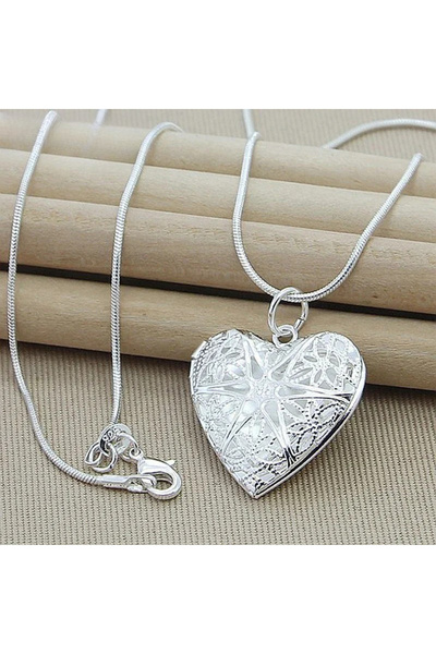 Choice3 60cm Silver 925 Sterling Silver Photo Frame Pendant Necklace 18/20/22...