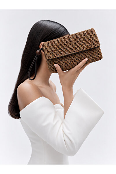 Mia Collection Simple Model Clutch Bag, Portfolio Bag, Handbag Straw Broken G...