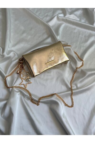 Mia Collection Canggu Model Clutch Bag, Portfolio Bag, Handbag Gold