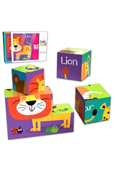 CasaDesteapta.ro Puzzle Cuburi 9pcs, Caracteristici educativ animale piese mu...