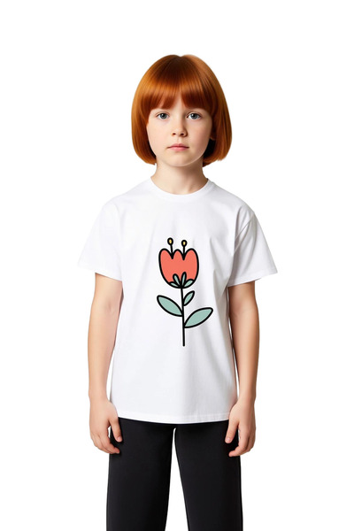 PayBuy Heart-Shaped Flower - Tulip Motif Printed Children's T-Shirt