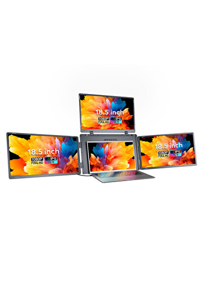 A ATAB Monitor extensibil pentru laptop, 3 ecrane, 18.5 inch Full HD IPS sRGB...