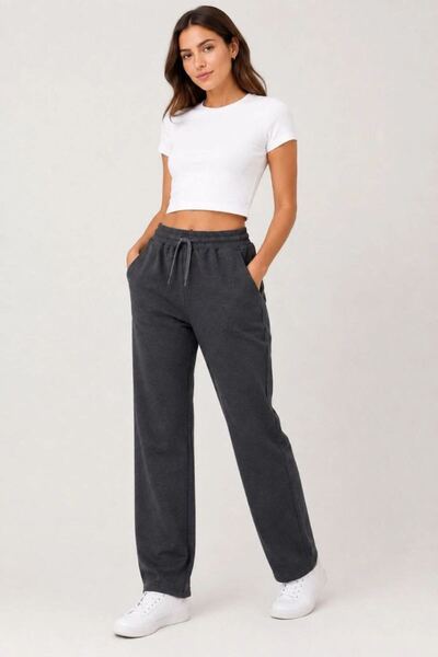 Mariposa Secret Women's Pique Woven Fabric Pocketed Sweatpants with Elastic L...