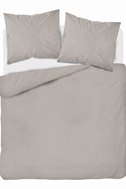 Detexpol Set de lenjerie de pat din satin 160x200, neted, cu dungi premium, bej