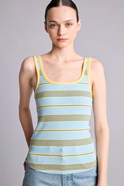 DeFacto Slim Fit U-Neck Striped Ribbed Undershirt I3723Ax26Hs