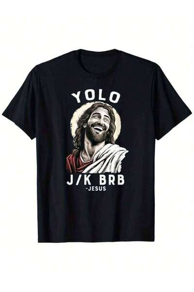 21JNRY قميص رجالي مضحك بتصميم YOLO JK BRB - قميص ديني مرحة بمناسبة عيد الفصح ...
