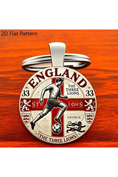 Choice 1pc England Football Keychain: St George's Lion & Player Medal Design....