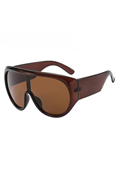 Choice3 dark tea Y2K Hip Hop Shield Sunglasses Women Oversized Y2K One-Piece ...