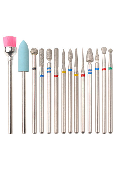 Choice1 Set1 14Pcs Nail Drill Bits Set, Rotary Polishing Buffer Tool, Manicur...