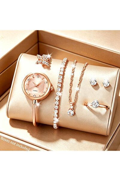 choice2 Rose Gold No Box 6pc Elegant Opening-cuff Bangle Women Watch Jewelry ...