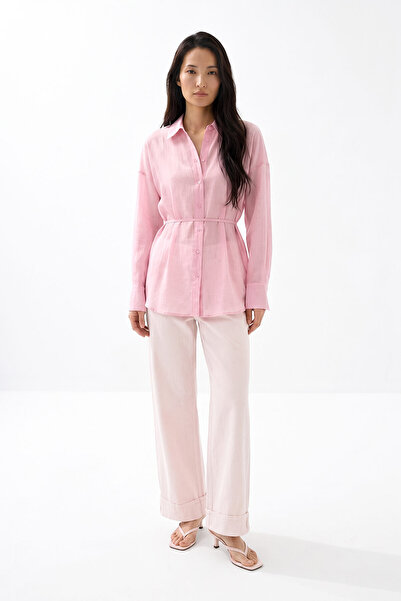 Hooopstore Kalın Manşetli Basic Soft Pembe Gömlek
