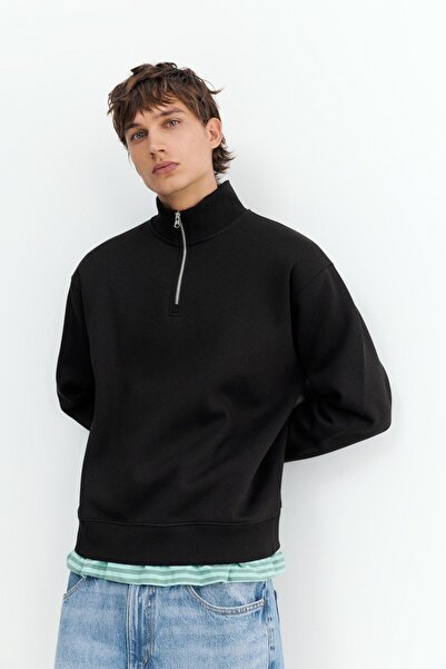 Pull & Bear Fermuarlı dik yaka sweatshirt