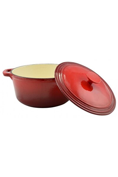 Perfect Home Cratiță fontă emailată 28 cm roșie cu capac