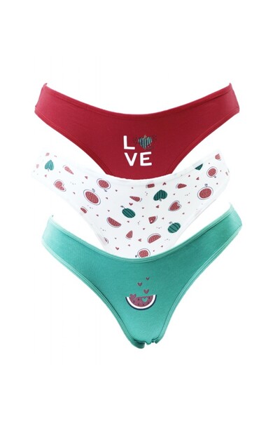 HUNEX UNDERWEAR Γυναικείο σλιπ 3 τεμάχια, βαμβακερό με στάμπα 935-03, Χρώμα: ...