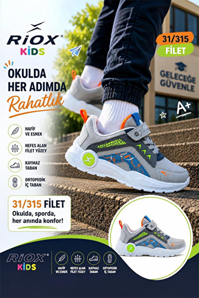 ALTUNTAŞ Boys' Velcro Non-Slip Sole Casual Sports Shoes School Shoes