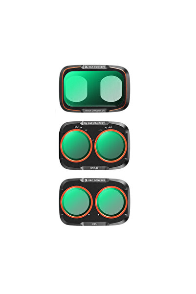 K&F CONCEPT Osmo Pocket 4P Uyumlu Filtre Seti CPL + Black Diffusion 1/4 + ND2...