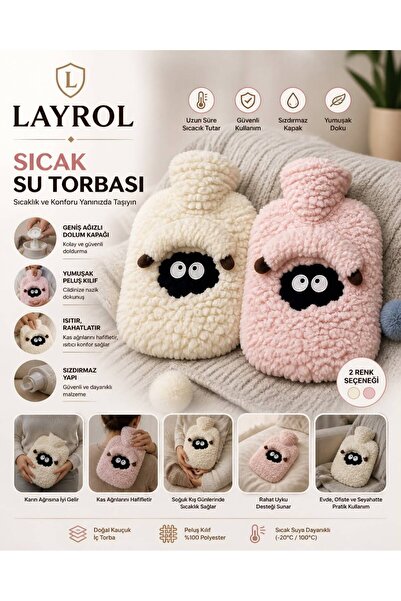 Layrol Peluş Kılıflı Koyun Emojili Sıcak Su Torbası El Isıtıcı