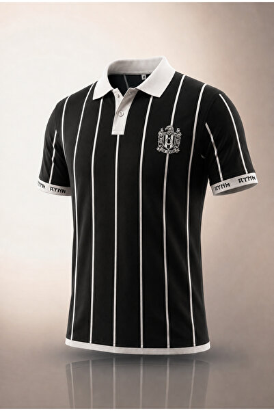 Oxledo Eagle Logo Polo Collar Men's T-Shirt & Jersey Black White
