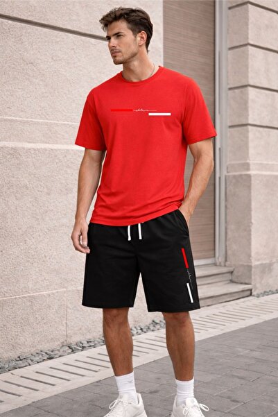 x-compass life Unisex Oversize Black T-Shirt Shorts Set – Minimal Line Print ...
