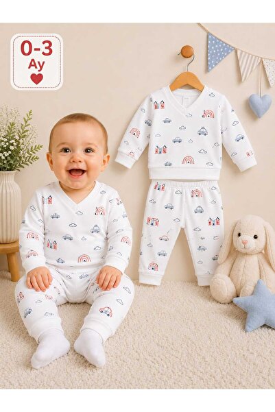Ravencia Baby Boy Patterned Cotton 2-Piece Top and Bottom Set 0-3 Months