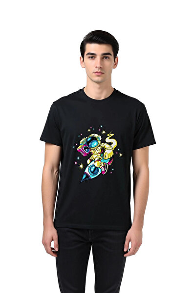 PayBuy Men's Astronaut Boombox Rocket Space Themed Dynamic Line Art Printed T...