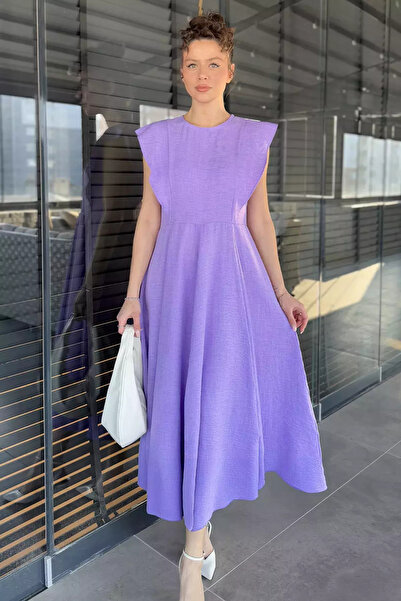Aryena Lilac Women's Crew Neck Kiloş Dress