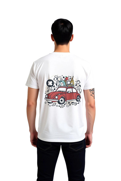 PayBuy Men's Vintage Automobile Graphic Printed Cotton T-Shirt Retro Art Patt...