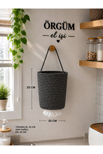 ÖRGÜM Bag Holder 25X18 cm Decorative Wicker Look Bag Holder