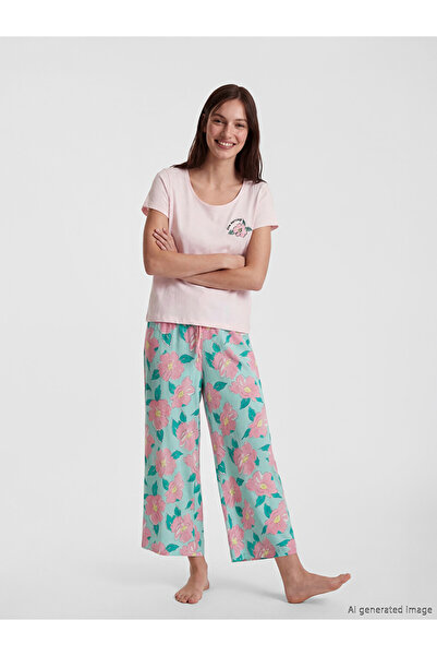 LC Waikiki Floral Women's Capri Pajama Bottoms with Waist Cord by Uzg Store f...