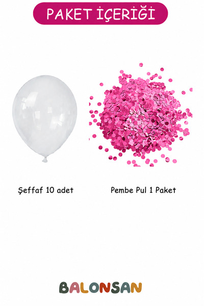 Balonsan Pink Sequin Balloon Bundle 10 Pieces
