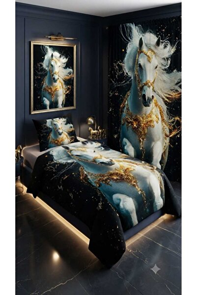 Elmas Dizayn 280*240 Cm. Special Design Single Bedding Set with Background Cu...