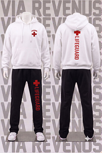 Vordevia Lifeguard / Cankurtaran Printed Hooded Kangaroo Pocket Wide Fit 3 Th...