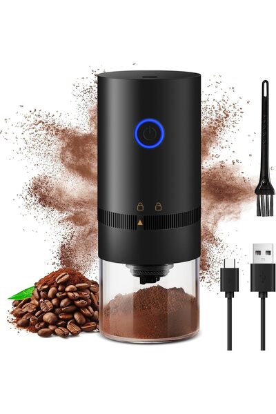 Generic Brand مطحنة قهوة كهربائية محمولة قابلة لإعادة الشحن عبر USB-C، قابلة ...